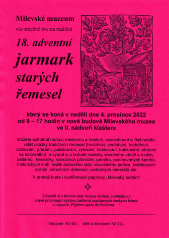 18. adventní jarmark starých řemesel